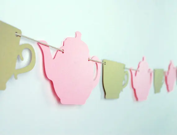 Чайный горшок и чайная чашка гирлянды свадебные баннеры для вечеринки на день