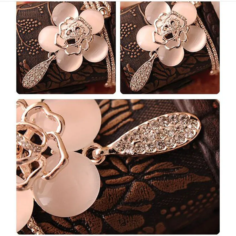 1 шт./пакет Красивая длинная цепочка камень кошачий глаз инкрустация розы