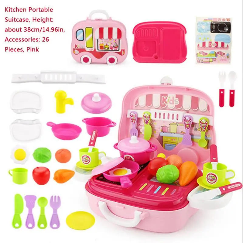 Kitchen Yellow Детский дом, игровой Набор обучающих игрушек, медицинское обслуживание, кухонный инструмент, косметика, портативные чемоданы игрушки - Цвет: Kitchen Yellow