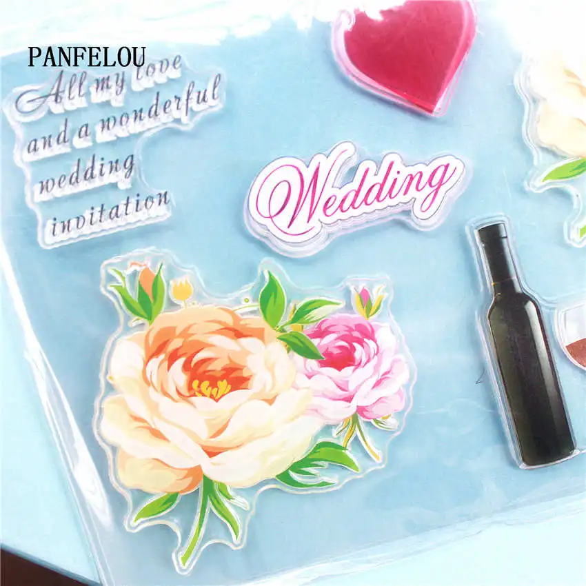 PANFELOU винные цветы красочный прозрачный штамп DIY силиконовые уплотнения