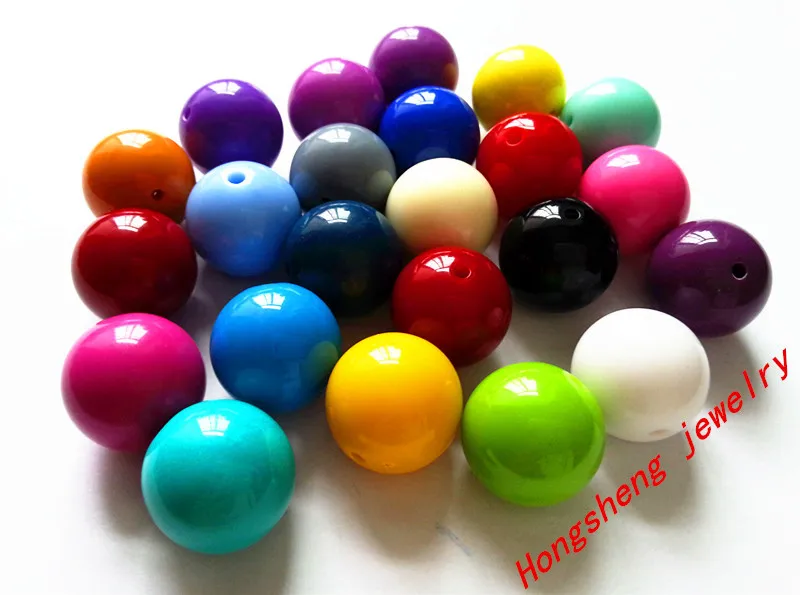 Массивные акриловые однотонные бусины смешанные цвета 20 мм 105 шт./лот для