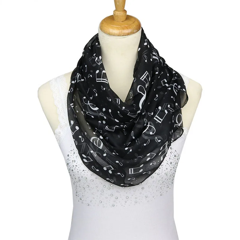 Бесплатная доставка 2017 Новый Модный шифоновый шарф музыка лист нот Музыка