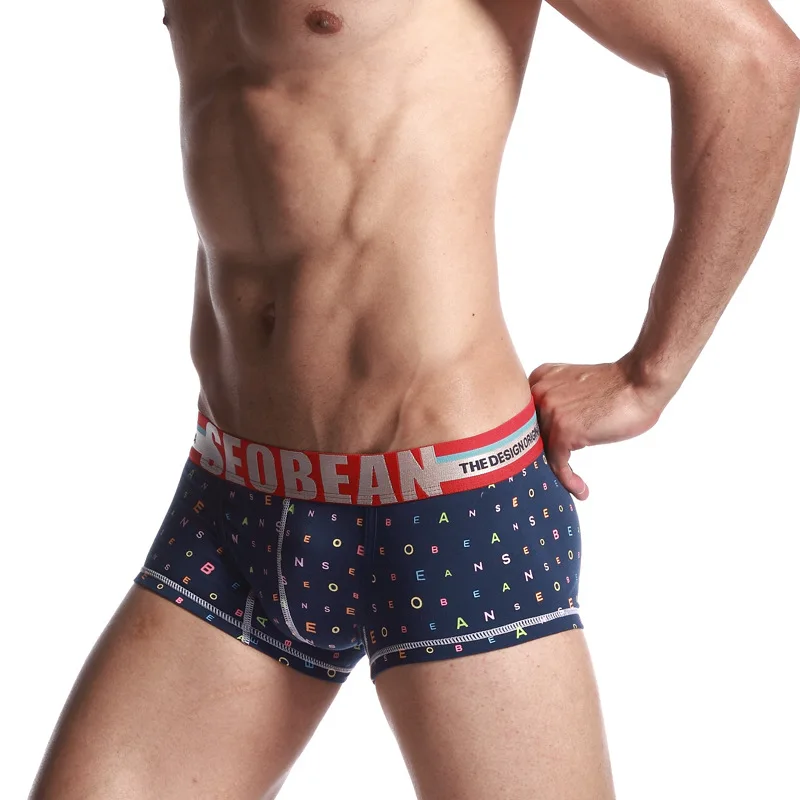 Горячая Распродажа! Брендовые мужские боксеры SEOBEAN с буквенным принтом мужское
