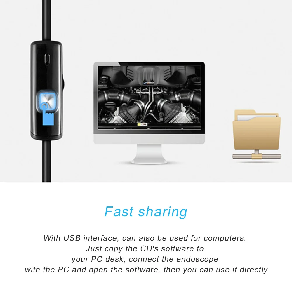 USB эндоскоп с объективом 7 мм водонепроницаемый кабелем| |