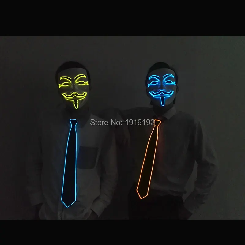 Фильм Вендетта Электролюминесцентный провод маски Костюм с маской анонимная