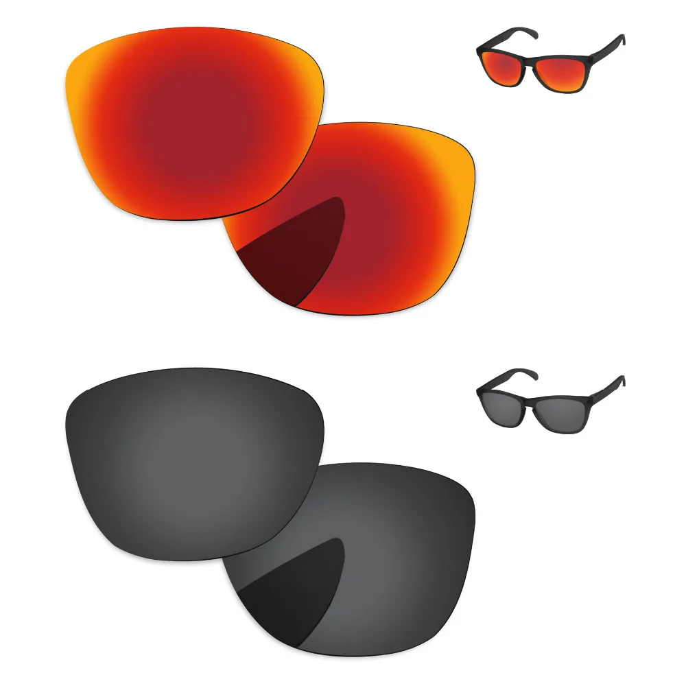 

Black & Fire Red 2 Pairs Polarized Replacement Lenses For Frogskins LX Sunglasses Frame 100% UVA & UVB Protection