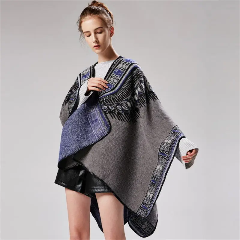 SupSindy women's poncho Winter scarf women capes bohemian shawl wrap luxury pashmina warm scarves for women cloak vintage stole