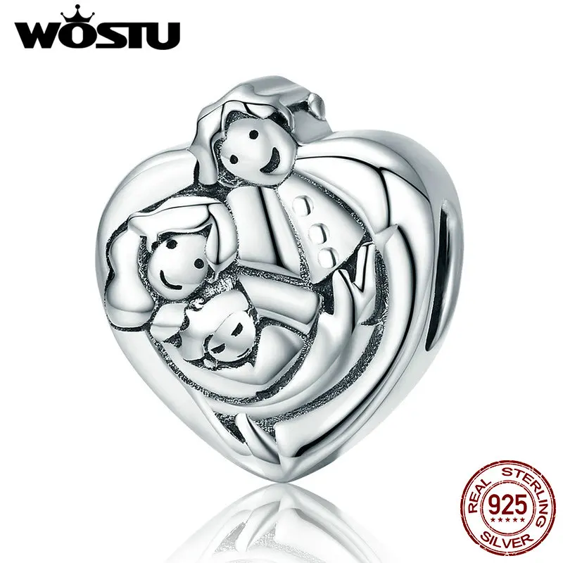 WOSTU реальные 925 пробы серебро колько Forever Love бусины, семейные талисманы подходят браслет Модные украшения подарок FIC688