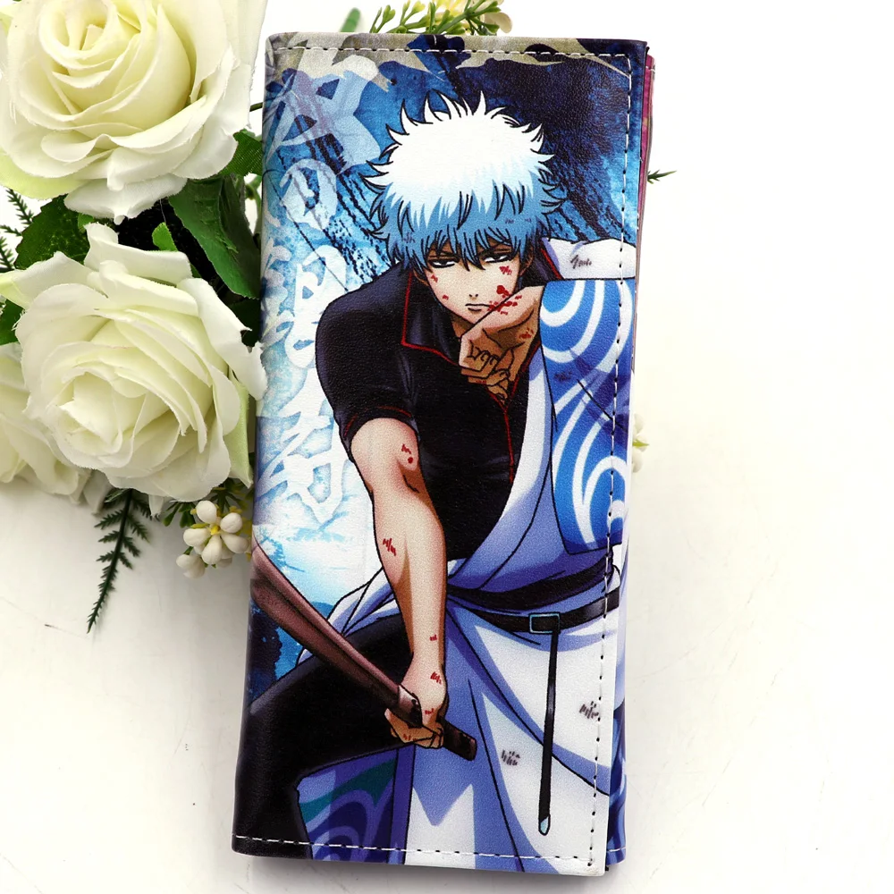 Длинный кошелек из искусственной кожи с аниме Gintama карманом для монет Саката