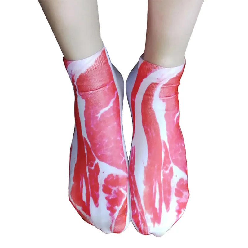 Bacon Eraspooky забавные Объёмный рисунок(3D-принт) носки бекон Хэллоуин короткие носки скелет взрослого Для мужчин Harajuku Новинка Для женщин носки до лодыжки вечерние - Цвет: Bacon
