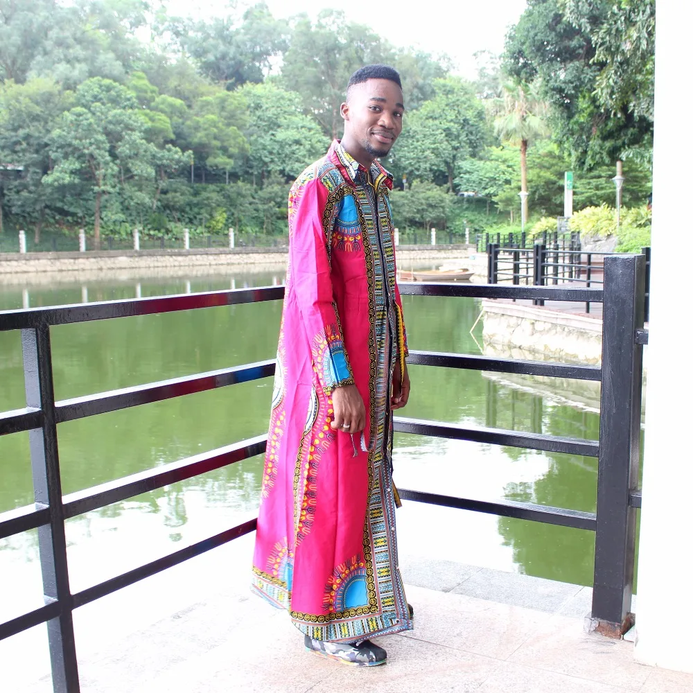 Dashikiage Унисекс Новая мода Базен длинная рубашка Африканский кафтан с длинным рукавом Дашики пояс