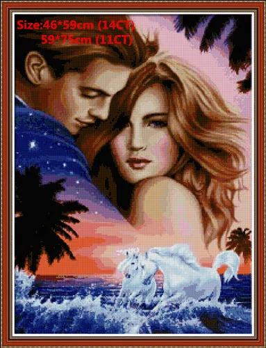 Fantasy Couple Joy Sunday водорастворимый холст для вышивки крестиком Tela Aida Punto De Cruz Kit Damas Набор для вышивки крестом 11Ct набор - Цвет: Fantasy Couple
