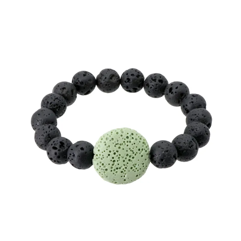 light green Круглый браслет из вулканических камней диффузор эфирного масла лава-рок регулируемый браслет из бисера для мужчин и женщин браслет-нитка с шармом - Окраска металла: light green
