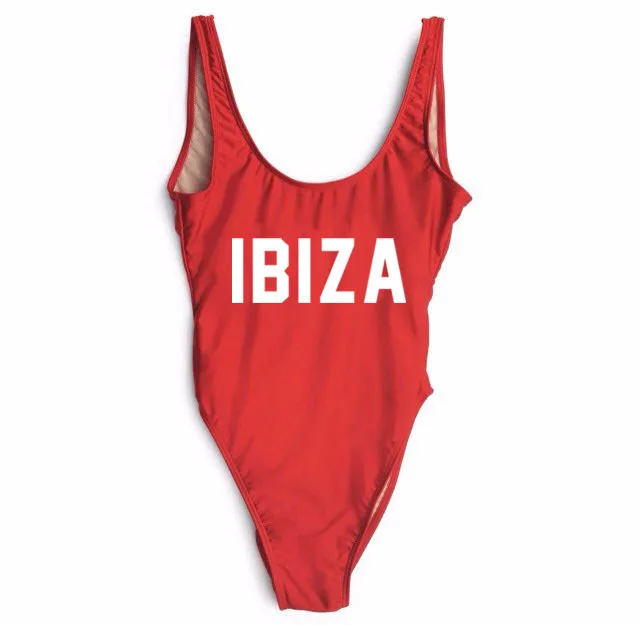 WackDaria женский купальник с надписью IBIZA сексуальный цельный высококачественный купальник пять цветов для женщин пляжная одежда для купания - Цвет: RED