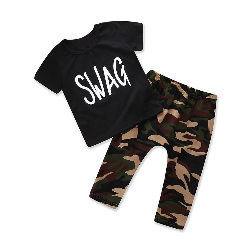 Комплект для малышей из 2 предметов летняя одежда детская модная футболка с