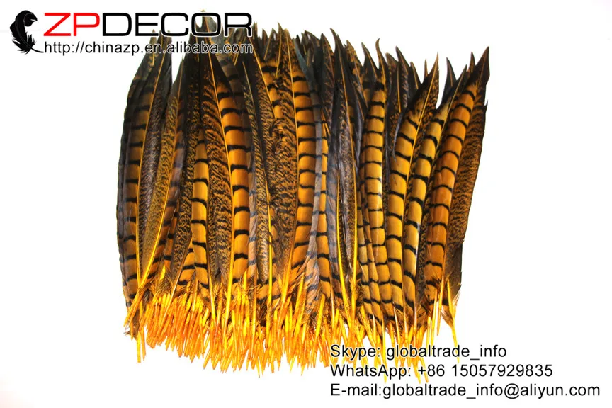 ZPDECOR 10 12 дюймов (25 30 см) 50 шт./лот окрашенные Золотые женские перья из хвоста фазана