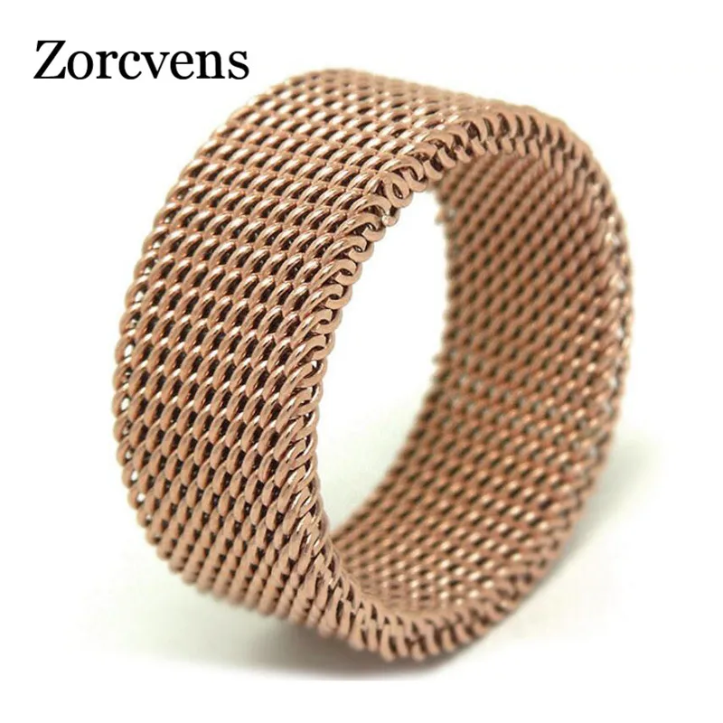 ZORCVENS розовый круг цвет золотой плетеные сетчатые кольца для мужчин и женщин