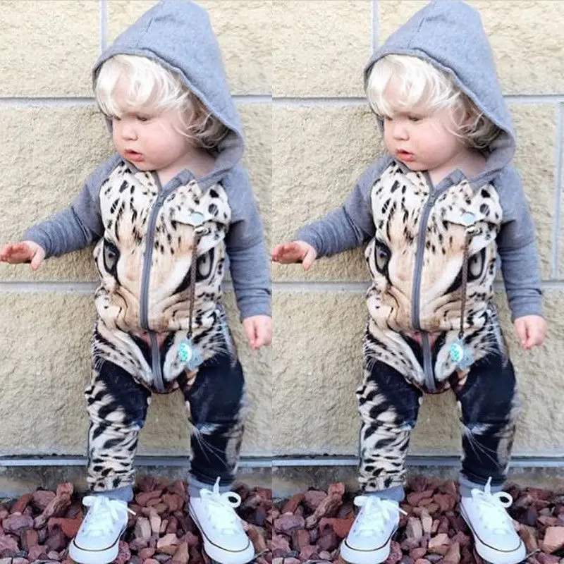 Милый комбинезон для новорожденных Детский с 3D-принтом тигра комбинезоны