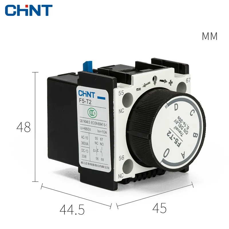 CHINT Atmosphere Time Head F5 T2 Communication Contactor Auxiliary Modular Electricity Delay 0.1S 30S|auxiliary contactor|modular
