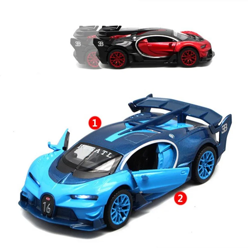 Трехцветный гоночный автомобиль Bugatti Veyron VISION GT имитация сплава автомобиля Модель