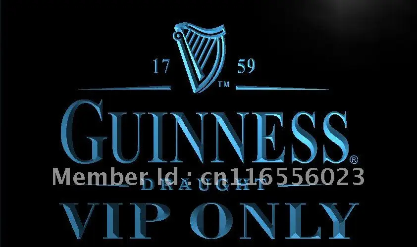 

LA089- Guinness VIP Only Bar LED Neon Light Sign home decor crafts