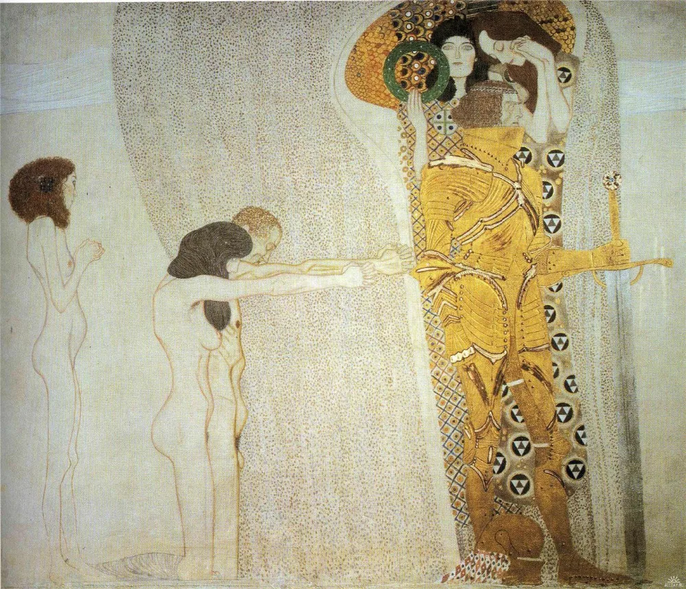 Handmade oil painting reproduction The Beethoven Frieze: The Longing for Happiness by Gustav Klimt
