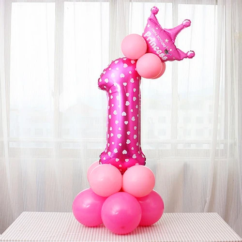 Pink 1 32 дюймов надувные шары в виде цифр розовый синий цифра гелиевые шары на день рождения украшения для мероприятий, вечеринок, свадьбы Поставки номер фольги big шаре - Цвет: Pink 1