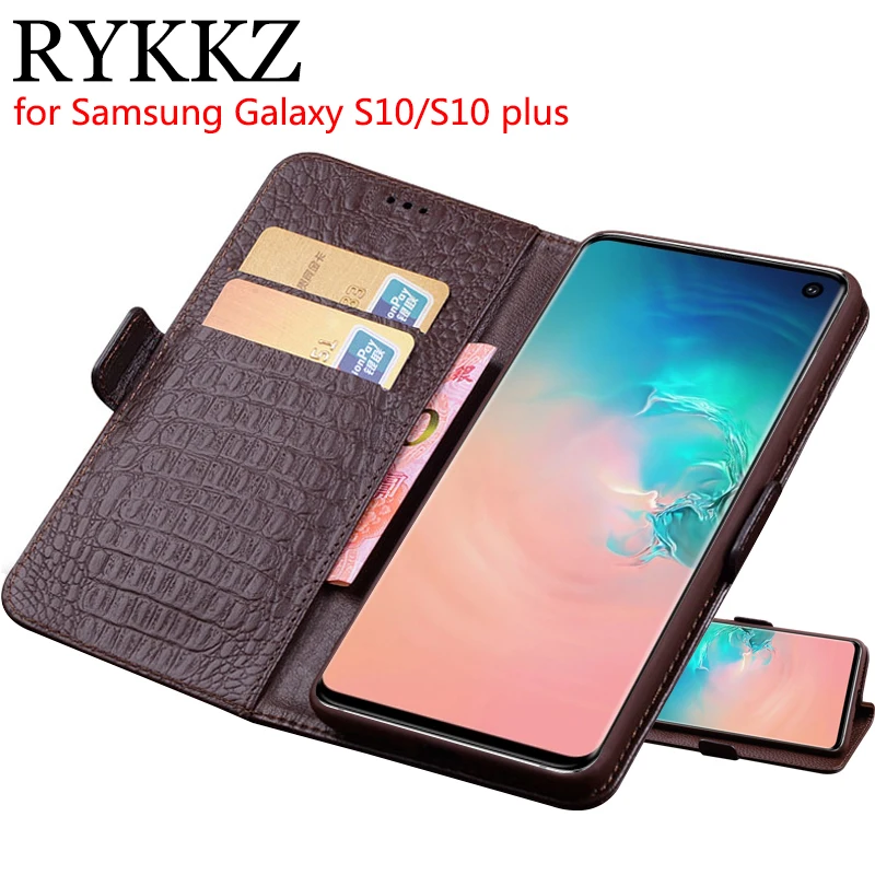 Роскошный кошелек RYKKZ для Samsung Galaxy S10 Lite чехол подставка из натуральной кожи флип