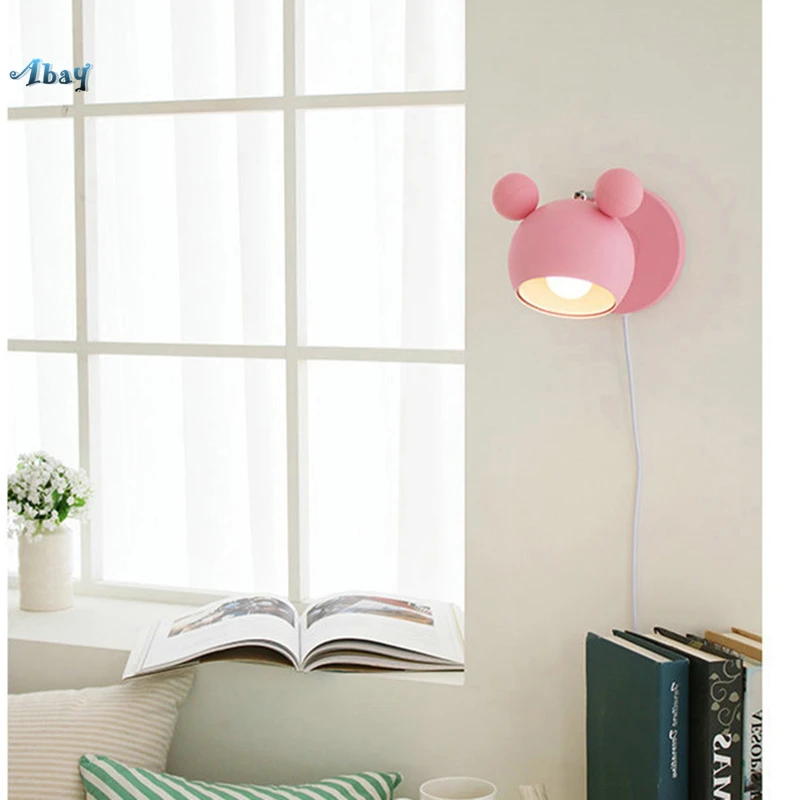 Креативный мультяшный настенный светильник в форме головы Микки для гостиной