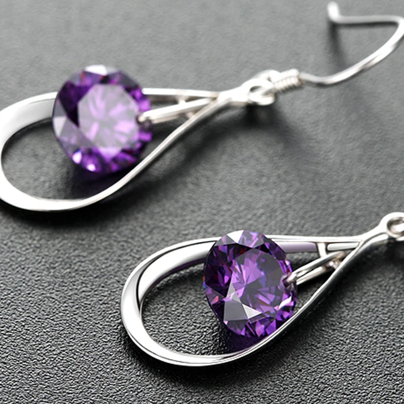 Серьги женские из серебра 925 пробы с натуральным австрийским кристаллом|jewelry