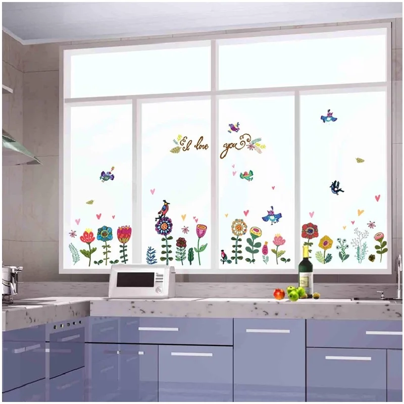 Real Plant New Mural Art Poster Romantic Colorful Flowers Baseboard Stickers Wall Decal Removable Home Decoration Sticker | Дом и сад