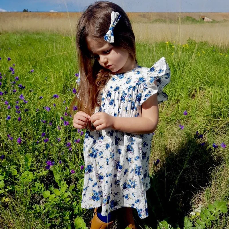 Kids Dresses for Girls Baby Girl Dress Casual Clothes Vestidos Children Tutu Princes Floral Flying Sleeve | Детская одежда и обувь