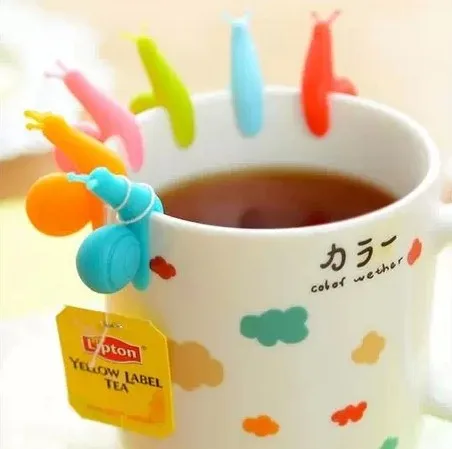 500 pcs/lot Cute Snail Tea Bag Holder Silicone Kitchen Mug Cup Infuser Gift Set Fun New | Дом и сад