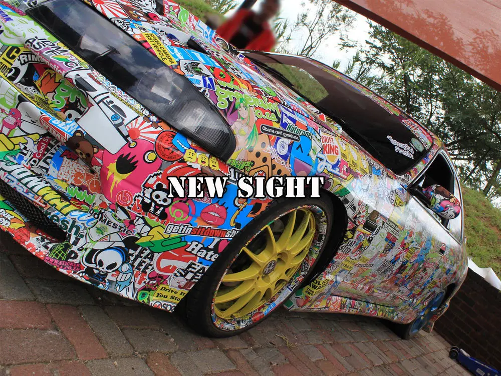 

Fantastic Style! USDM Hellaflush Sticker Bomb Vinyl Air Free Bubble For Car Wrapping Size:1.50*30m/Roll
