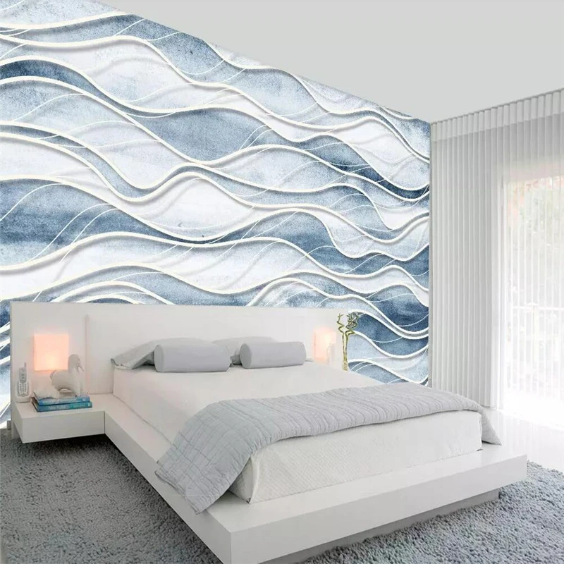 Декоративные обои в современном простом северном абстрактном стиле геометрических кривых трехмерной фоновой декоративной росписи.