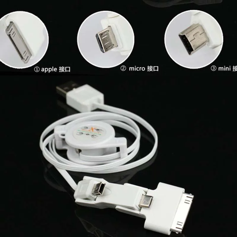 

10 шт. 3 в 1 Выдвижной Мини Micro USB кабель для зарядки и синхронизации для iPod iPhone 4 4S 3G