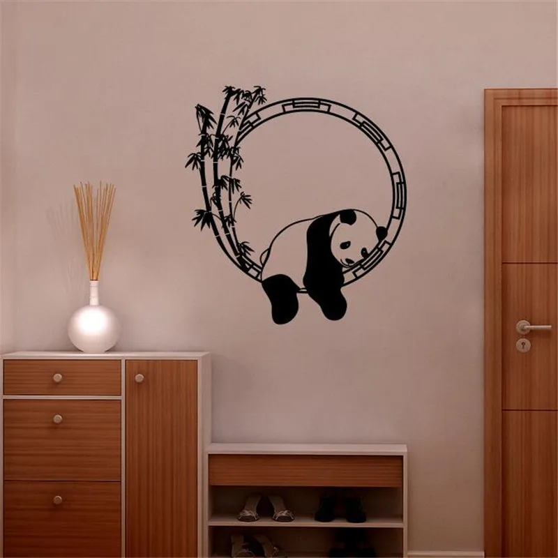 Idfiaf новый черный большой size63 * 57 панда бамбук Наклейки на стену Гостиная ТВ стены