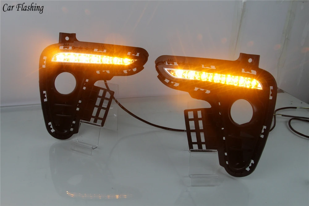 2 шт. автомобильный DRL 12 В Светодиодный дневной ходовой светильник, Дневной светильник, противотуманная фара, Автомобильный светодиодный фонарь для Kia Rio K2, указатель поворота, стиль, реле, водонепроницаемый