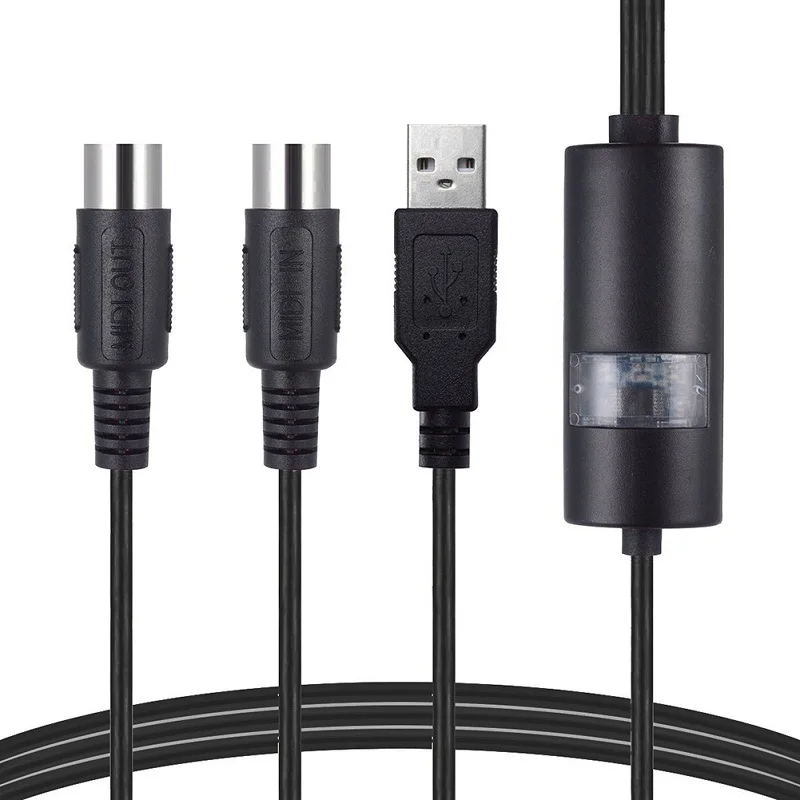 Black Электрический пианино барабан USB до 2 MIDI интерфейс адаптер кабель конвертер для ПК Музыка Клавиатура Синт адаптер Windows Mac iOS 2 метра - Цвет: Black