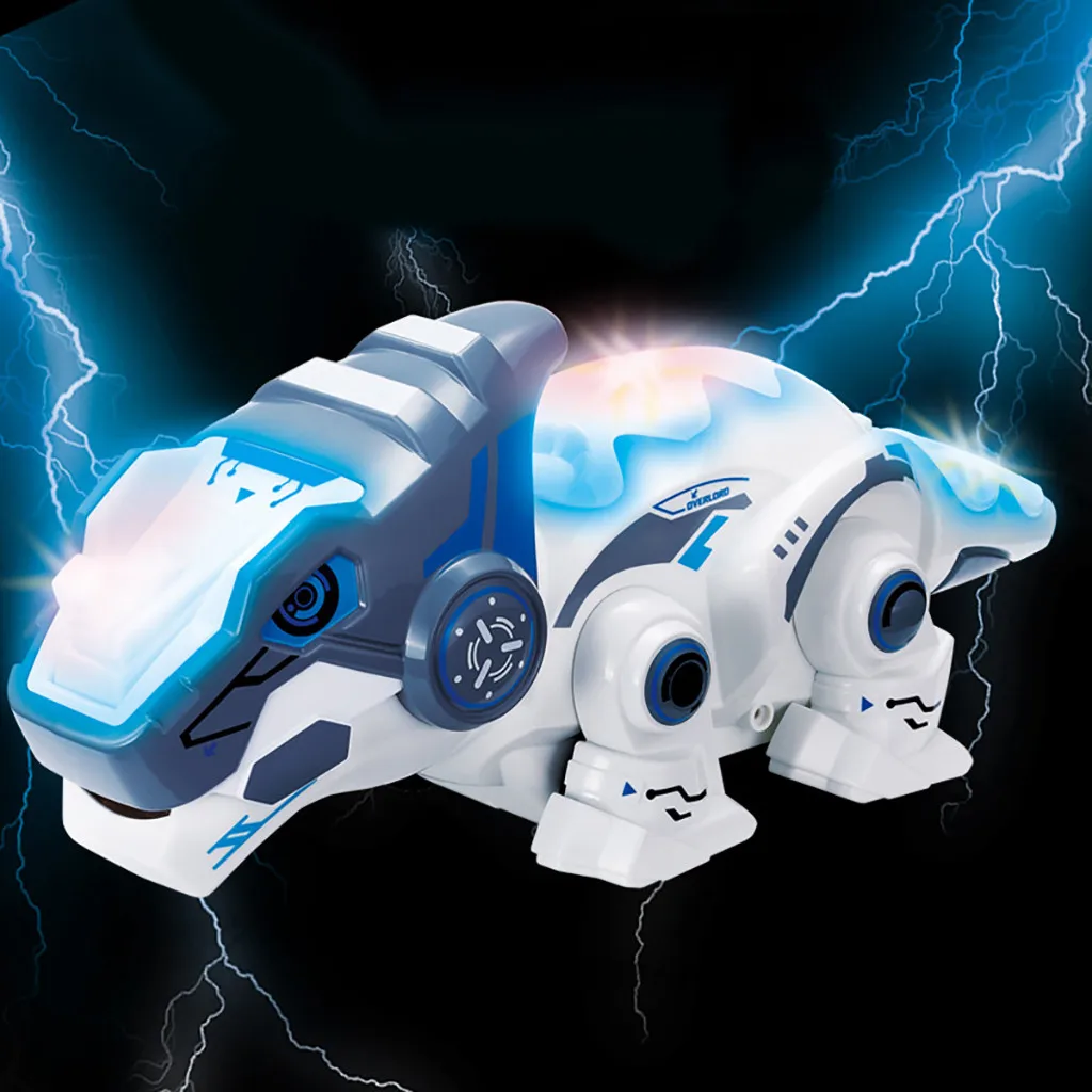 2 4G 4CH RC Роботизированная Игрушка динозавра с разноцветными светодиодными