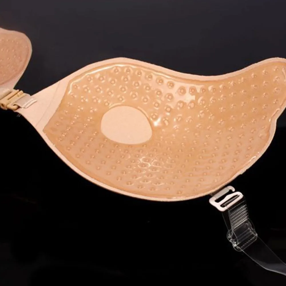 100pcs/Women Adhesive Bra with Drawstring Straps Backless Drawstring Invisible Reusable Silicone Bra