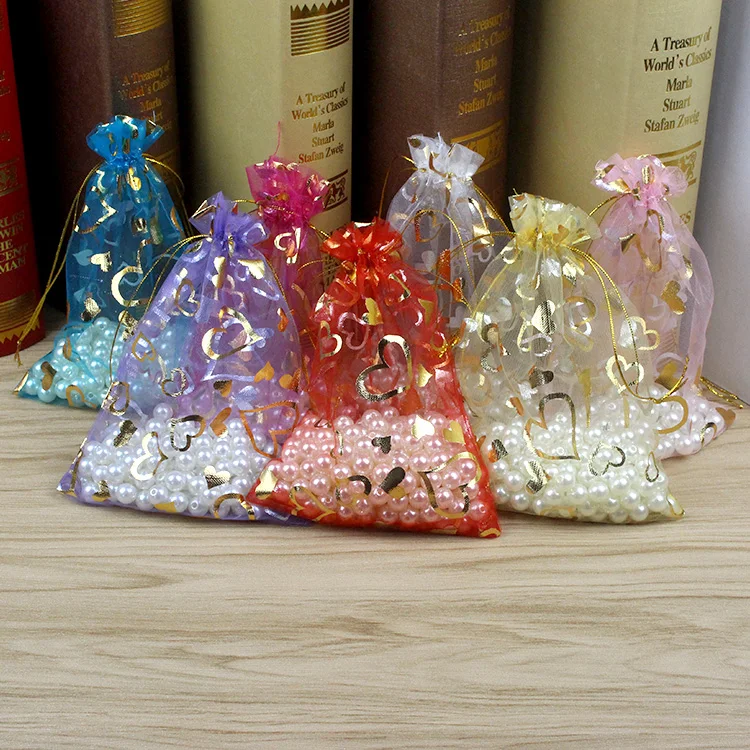 Бесплатная доставка Оптовая продажа бронзового цвета большие мешки из органзы