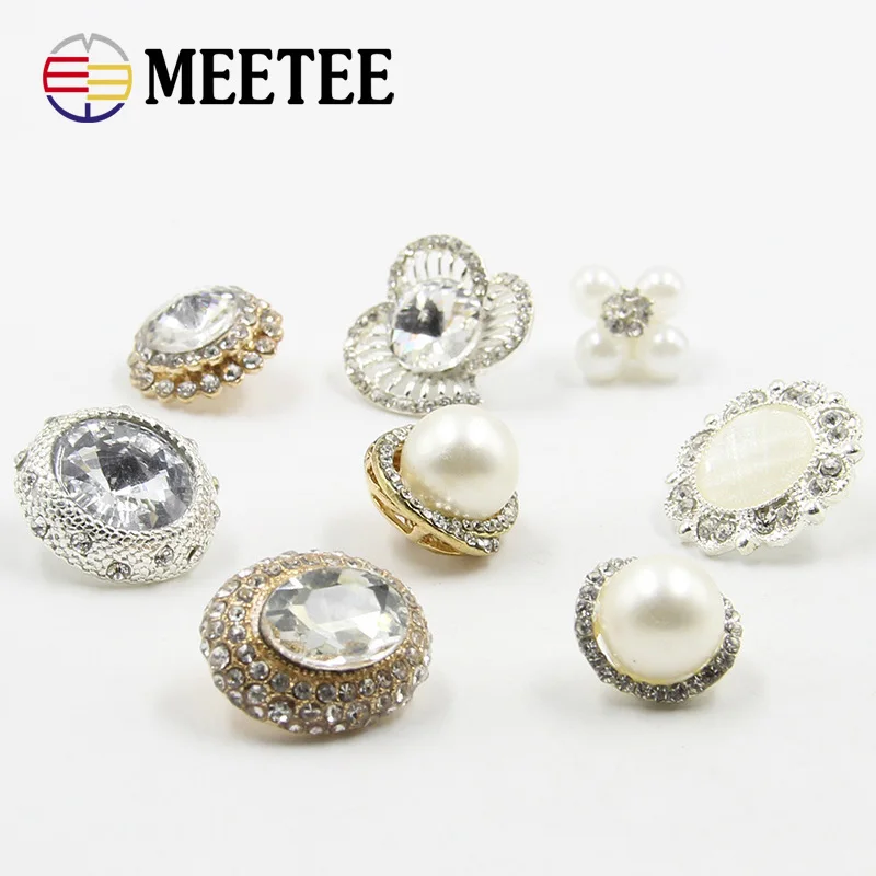 10 шт. металлические пуговицы из горного хрусталя Серебряная основа для цветка