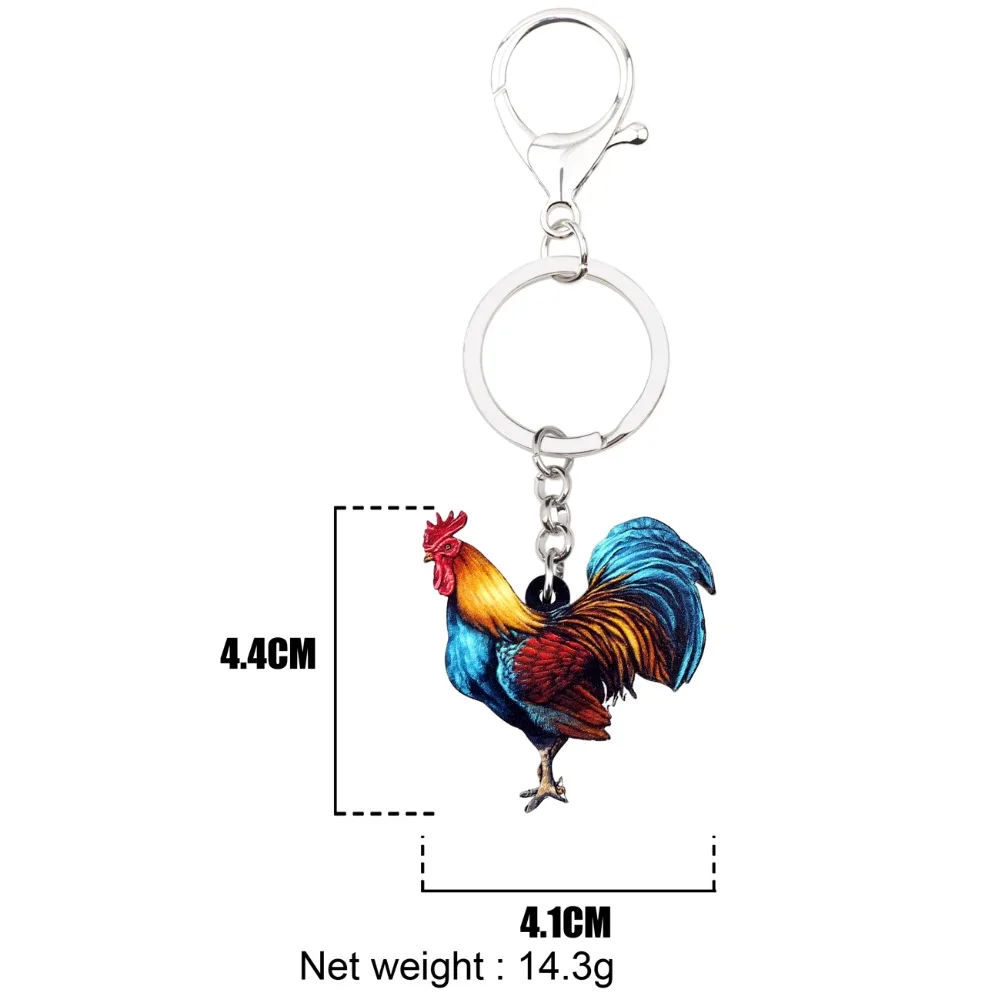 

Bonsny Statement Acrylic Floral Chicken Rooster Key Chains Keychain Rings Farm Animal Jewelry For Women Girls Teens Bag Charms