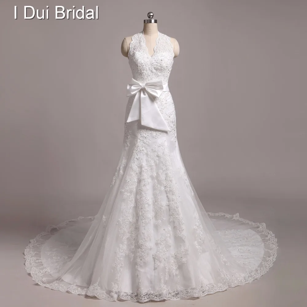 Свадебные платья с лямкой на шее треугольным вырезом и бантом заказ | Свадьбы