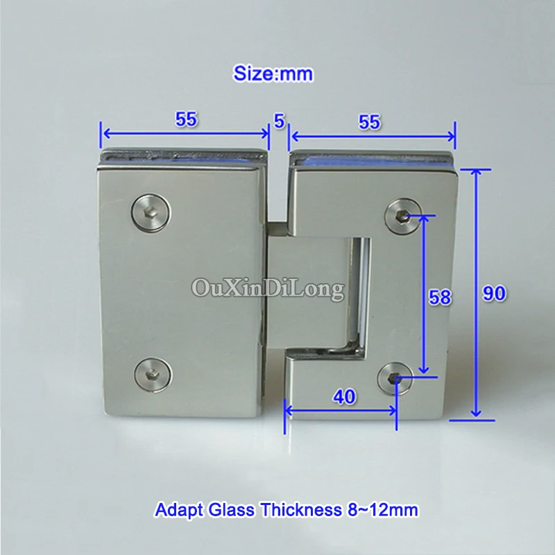 Горячие 2 шт. 304 нержавеющая сталь безрамные душевые стеклянные дверные петли 180