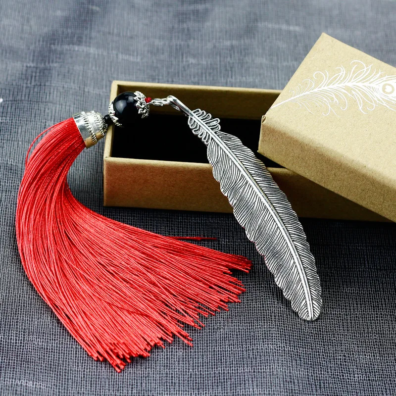 

Classical Tassel Feather Metal Bookmark Chinese Style Book Markers Christmas Gifts for Teachers Student Prize School Supplies