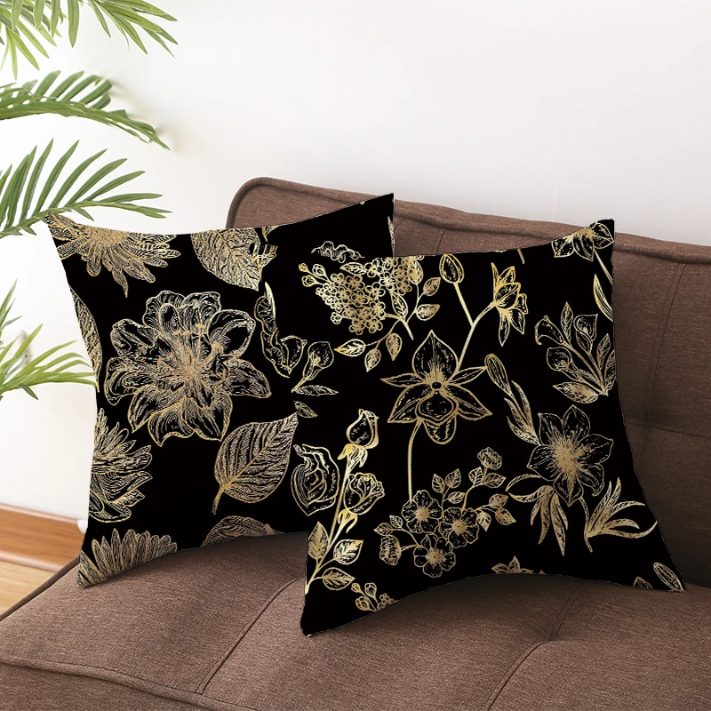 Mling 1 шт. 45x45cmBlack Gold Leaf наволочка персиковая наволочка Талия Подушка полиэстер Подушка Чехол