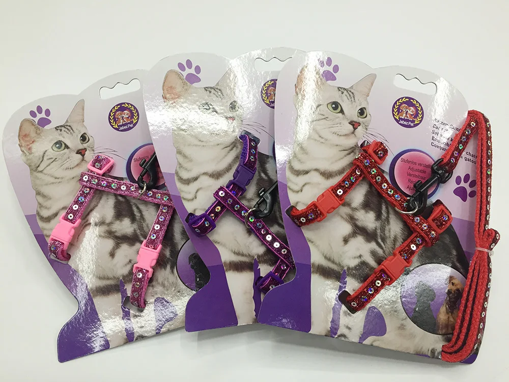 

480 pcs/lot Cat Harness And Leash Hot Sale Nylon Animals Adjustable Pet Traction Harness Belt Cat Kitten Halter Collor