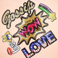 paillette sequins embroidered love letter patch clothes stickers bag sew iron on applique diy apparel sewing clothing diy bu56